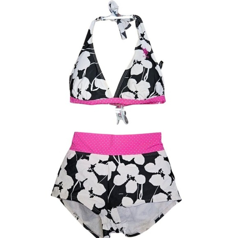 U.S. Polo Assn. Women's‎ Boy Short Bikini Bottom Size M | NWT Cute Swimwear